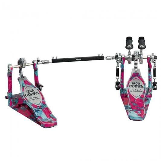 Tama Iron Cobra Power Glide Double Pedal wCase Marble Coral Swirl