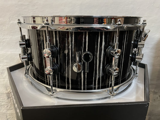 Sonor SQ2 13 x 65 Thin Maple Shell Snare Drum Ebony White Stripes