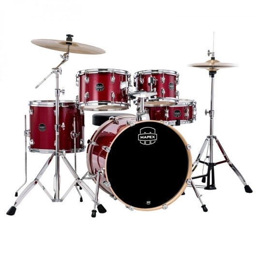 Mapex Venus 20 5pc Drum Kit Red Crimson Sparkle with Cymbals  Throne