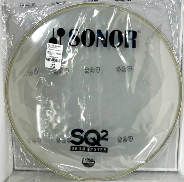Sonor 22 SQ2 Clear Bass Drum Logo Head Resonant